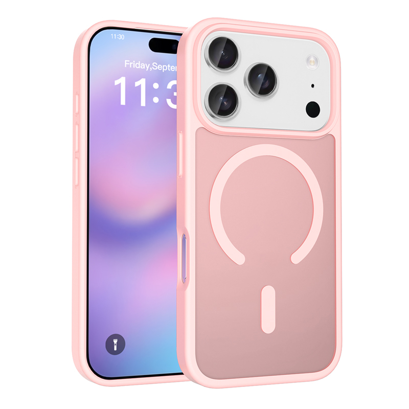 Promiz Soft Grip kaitseümbris iPhone 17/18 Pro Max Läbipaistev roosa Magsafe